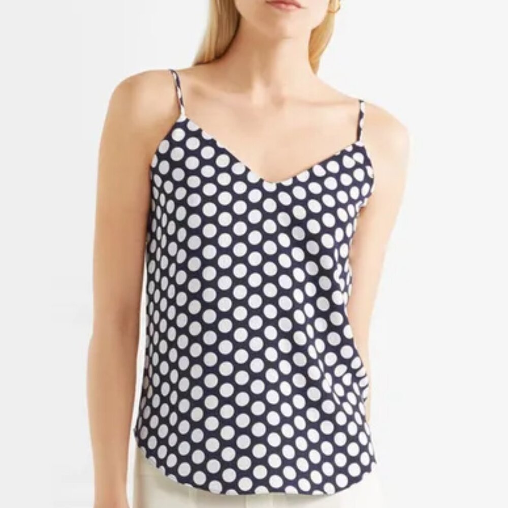 j. crew // navy blue white polka dot cami tank top 0 XS